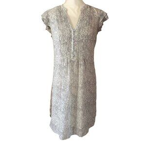H&M | Ruffled Tie Belt V Neck Chiffon Dress | Off White | Size: 10
